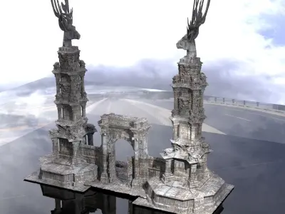 Reindeer Mansion gate 3  3D model