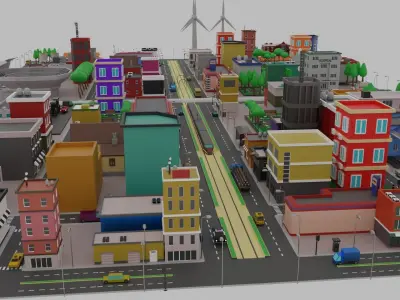 Low Poly  City Pack City Asset Game Ready City Pack 3D Model Low-poly 3D model