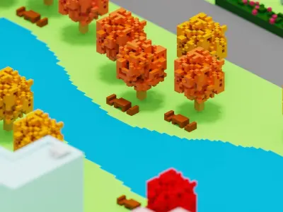 Voxel City  Low-poly 3D model