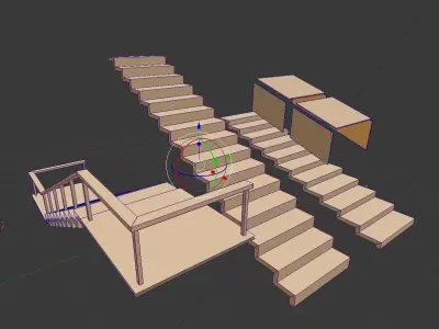 Three stairs components Free low-poly 3D model