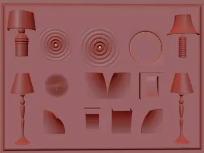 Modern Table and Wall Light Set 3D model