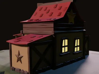 Low poly sheriff office Low-poly 3D model