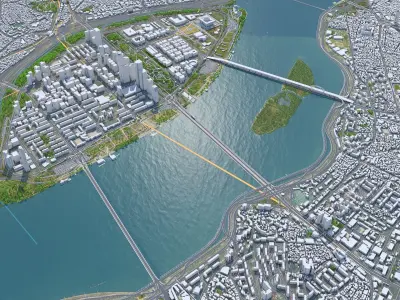 Yeouido District Seoul South Korea Low-poly 3D model