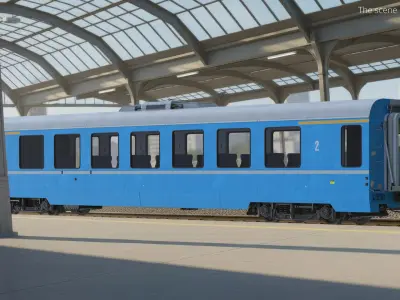  Economy-Class Passenger Coach with Air Vents Blue with Interior 