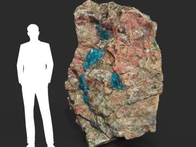 Low Poly Blue Gem Mineral Rock 210823 Low-poly 3D model