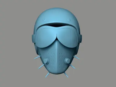 Steampunk Biker Helmet - SciFi Character Design Low-poly 3D model