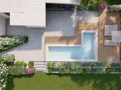 3D Exterior Scene 3D model design garden and landscape 3D model