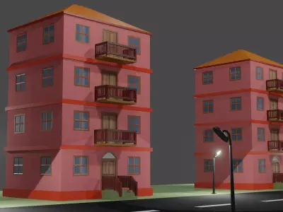 Building Scene Environment Low-poly 3D model