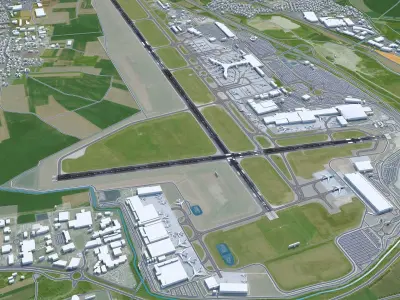 Euro Airport Basel 7km Low-poly 3D model