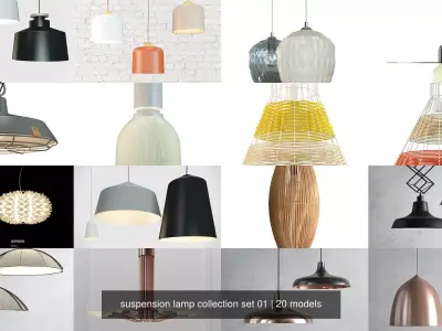 suspension lamp collection set 01 3D Model Pack
