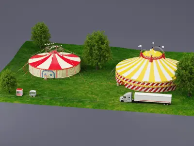  Circus Tent Setup and Transport Truck with Fur 