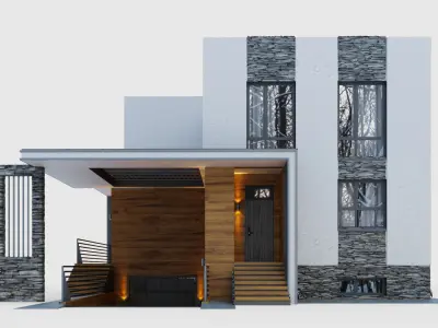 Cottage on three levels with a garage in the basement 3D model