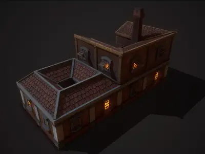 Medieval Roman house Low-poly 3D model