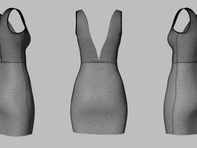 Dress 34 Light Blue Low-poly 3D model