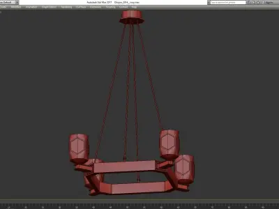 Chartier Square Chandelier low poly 3d model Low-poly 3D model