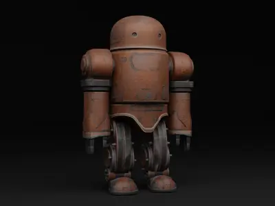 Old Robot humanoid A2 - rigged Low-poly 3D model