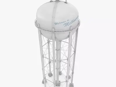 Water Tower Low-poly 3D model