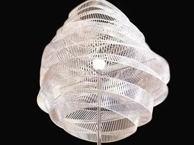Floor lamp with glass lattice shade 3D model