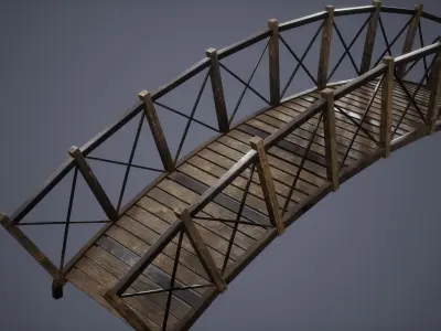 Forest Bridge Low Poly Game Ready  Low-poly 3D model