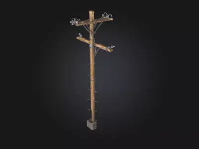 Wooden Utility Pole  Classic Infrastructure Element 3D model