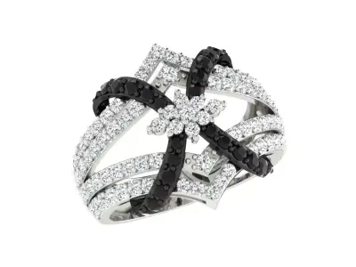 Light Weight White Gold Diamond Ring  -DDS RN 224 3D print model