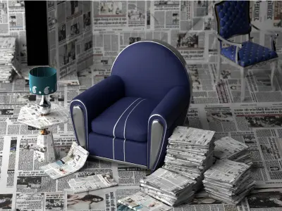  Newspaper theme photography  podcast studio setup 3D model