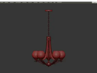 Modern Bud Pendant Light Grey Glass 5 Heads Low-poly 3D model