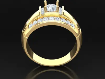Light Gold Diamond Men Ring 2MR004 3D model