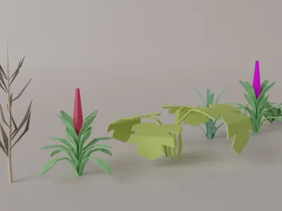 Cartoon Plant Collection Low-poly 3D model