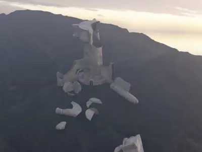 Jedi Outpost Destroyed Low-poly 3D model
