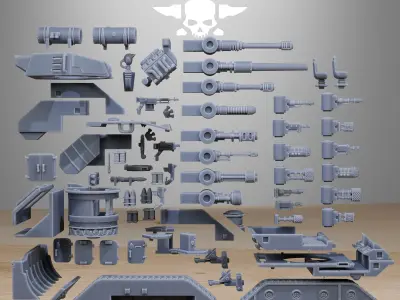 GrimGuard Battle Tank 2 with interior 3D print model