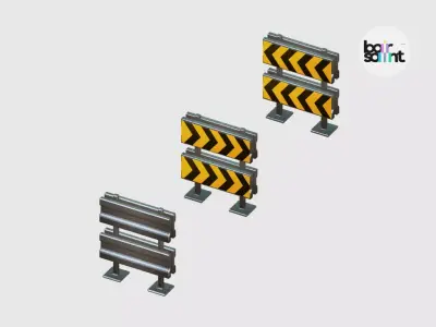 Metal Road Barrier Stylized Roadside3D Asset Pack Free low-poly 3D model