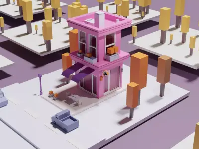 Low Poly Mini Cafe Free 3D model