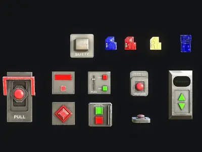 Sci-Fi Button Pack Low-poly 3D model