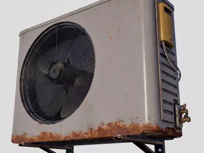Rusty outside air conditioning unit Low-poly 3D model