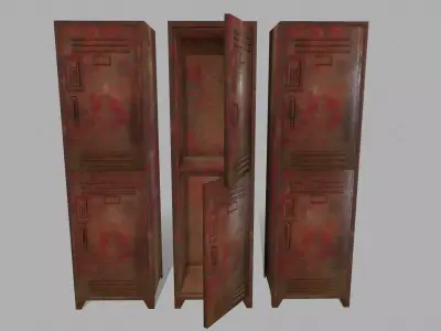 locker 1 rusty metal cabinet Low-poly 3D model