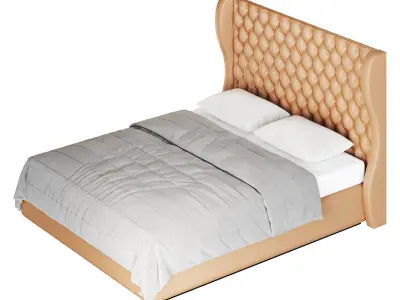 Quilting Upholstered Bed With Storage 3D model