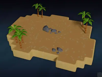 Low Poly Cartoon Islands Pack Low-poly 3D model