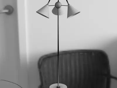 Floor lamp with three cone-shaped glass shades 3D model