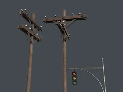 Street poles Low-poly 3D model Low-poly 3D model