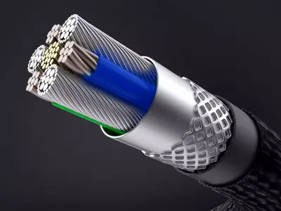 Charge wire line cable section Amazon USB Type-C C4D 3D model