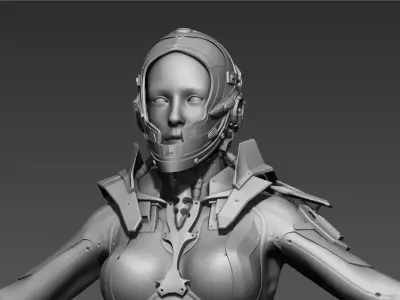 SciFy Girl Hi poly Zbrush project 3D model