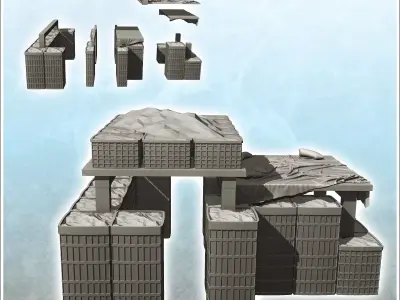 Fortified shooting range with roof and hesco 8 3D print model
