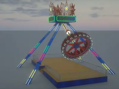 3D Funfair Crazy Vertical Rider model 3D model