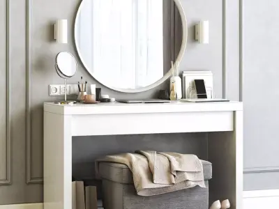 MALM Dressing Table with LANGESUND Mirror  3D model
