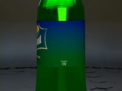 SPRITE and COCACOLA  pet bottle 1750 ml and water bottle 3D model
