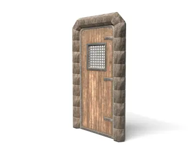 Small Square Medieval Wooden Door  Low-poly 3D model