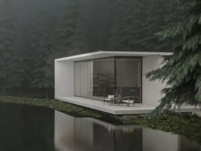 3D model of houses in the forest 3D model