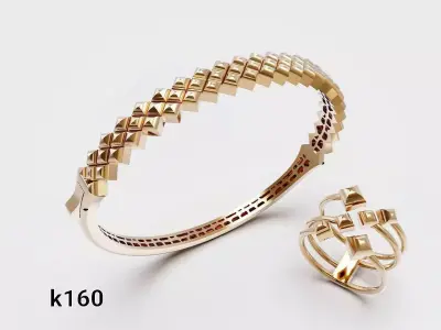 LYRION  Geometric Women Gold Bangle 3D print model