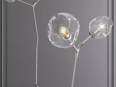 Branching Bubble Floor Light Satin Nickel and Clear Glass 3D model